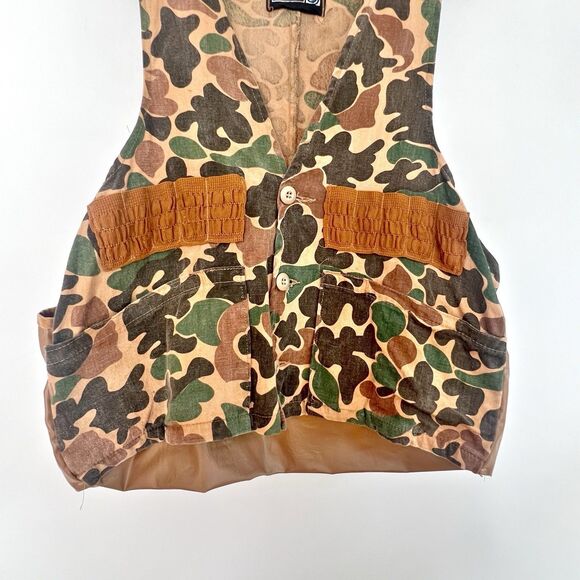 SEARS SPORTS CENTER - Vtg Duck Camouflage Canvas Mens Hunting Shooting Vest 60s - Picture 5 of 16